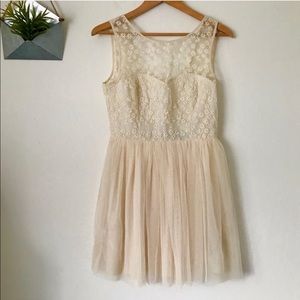 Ark & Co. Embroidered Tulle Cream Dress